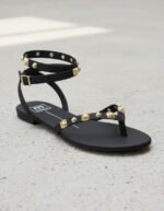 Sandália Moleca Feminina Rasteira Gladiadora Spikes Tiras Conforto - Imagem 6