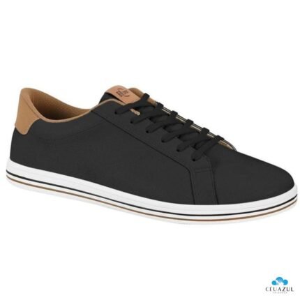 Tênis Casual Masculino BR Sport Leve Estiloso Moderno Antiderrapante – Preto Caramelo, 37