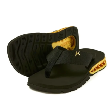 Chinelo Kenner Rakka Masculino Dedo Extreme Amortecedor Conforto Original – Preto Dourado, 34/35