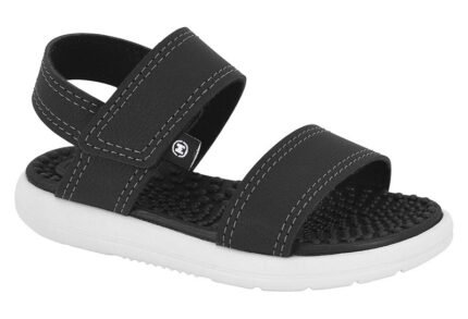 Sandália Infantil Molekinho Menino Fechamento Velcro Confortável Antiderrapante – Preto, 19