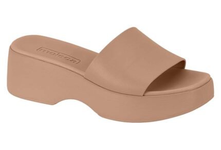 Tamanco Slide Moleca Feminino Plataforma Alto Conforto Original – Nude, 34