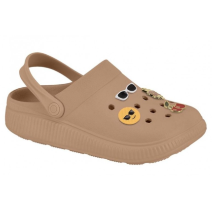 Chinelo Clog Moleca Feminino Conforto Emoji Casual Leveza Dia a Dia – Nude, 34