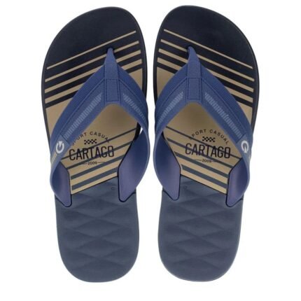 Chinelo Cartago Dallas Masculino Sport Conforto Original Dia a Dia – Bege Azul, 37/38
