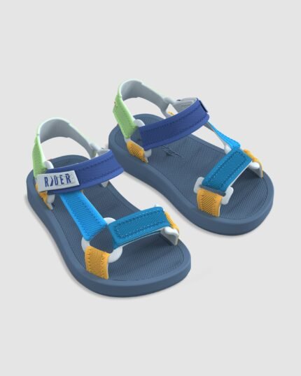 Sandália Rider Free Style II Papete Baby Tiras Ajustáveis Velcro Conforto Original – Azul Verde, 17/18