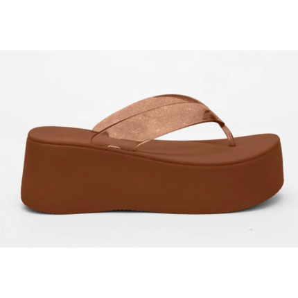 Tamanco Petite Jolie Feminina Plataforma Tira Translúcida Verão Estilo Original – Glitter Brown, 33/34
