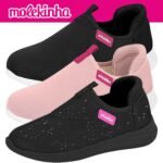Tênis Infantil Feminino  Molekinha Escolar Calce Fácil Com Brilho Impermeável