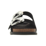 Chinelo Papete Beira Rio Feminino Slide Duas Fivelas Metalizadas Camurça - Imagem 6