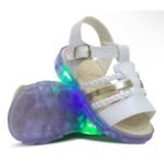 Sandália Infantil Papete Menina Rose e Branco com LED Pisca Pisca Metalizado - Imagem 6