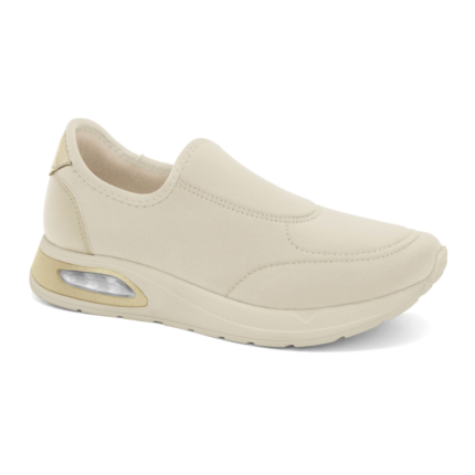 Tênis Feminino Comfortflex Casual Conforto Original Impermeável Amortecimento – Creme, 34