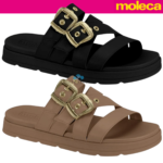 Chinelo Slide Moleca Feminino Plataforma Fivelas Douradas Conforto - Imagem 9