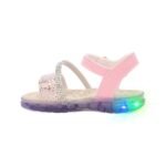 Sandalia Infantil Papete Menina Rosa e Preta Brilho com LED Kids Strass Glitter Promocao - Imagem 7