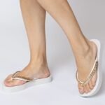 Chinelo Feminino Petite Jolie Plataforma Tira Corrente Metalizada Fresh Up PJ7592 - Imagem 3