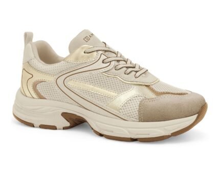 Tênis Feminino Ramarim Chunky Plataforma Casual Conforto Original – Bege Dourado, 34