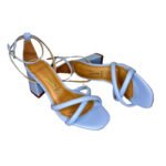 Sandália feminina Vizzano Salto Bloco Geométrico Médio Azul Bebe Tiras Promoção - Imagem 4