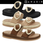 Chinelo Slide Ramarim Feminino Fivela Dourada Plataforma Conforto - Imagem 2