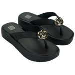 Sandalia Zaxy Feminino Plataforma Conforto Detalhe Metalizado Casual