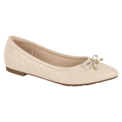 Sapatilha Modare Feminina Bico Fino Matelassê Ultra Conforto Original – Creme, 34