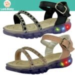 Sandália Papete Infantil Feminina Lala Baby Led Luzinha Strass Conforto