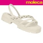 Sandália Feminina Moleca Plataforma Tratorada Trançada Strass Brilho Conforto