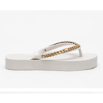 Chinelo Feminino Petite Jolie Plataforma Tira Corrente Metalizada Fresh Up PJ7592 - Imagem 6